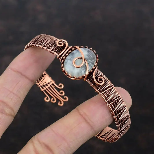 Vintage Zirconia Alloy Red Copper Cuff