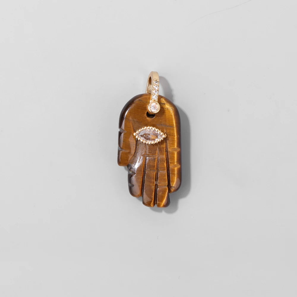 Hamsa Fatima Hand Pendant Natural Stone