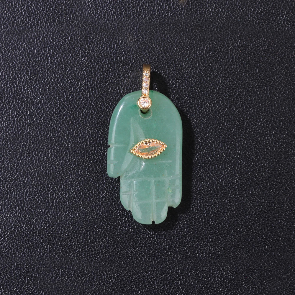 Hamsa Fatima Hand Pendant Natural Stone