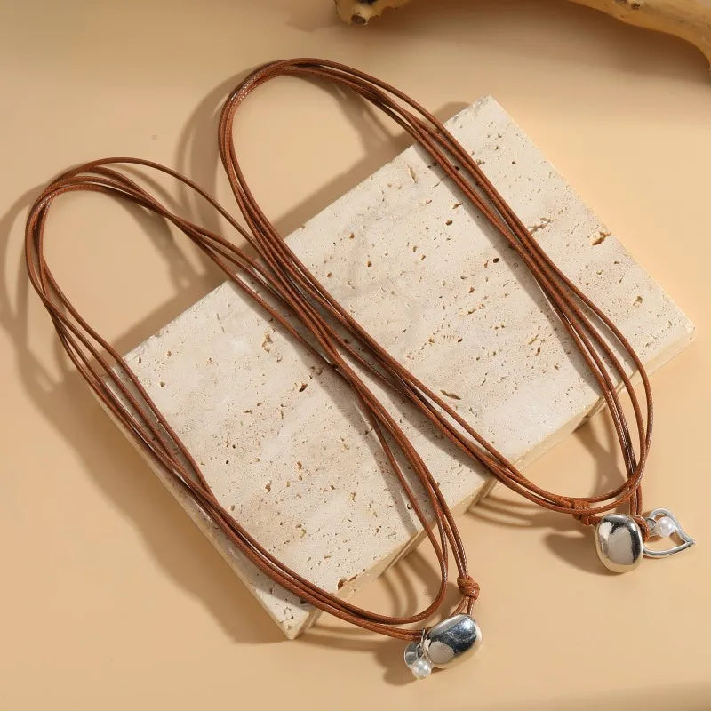 Bohemian Leather Rope Turquoise Pendant Necklace