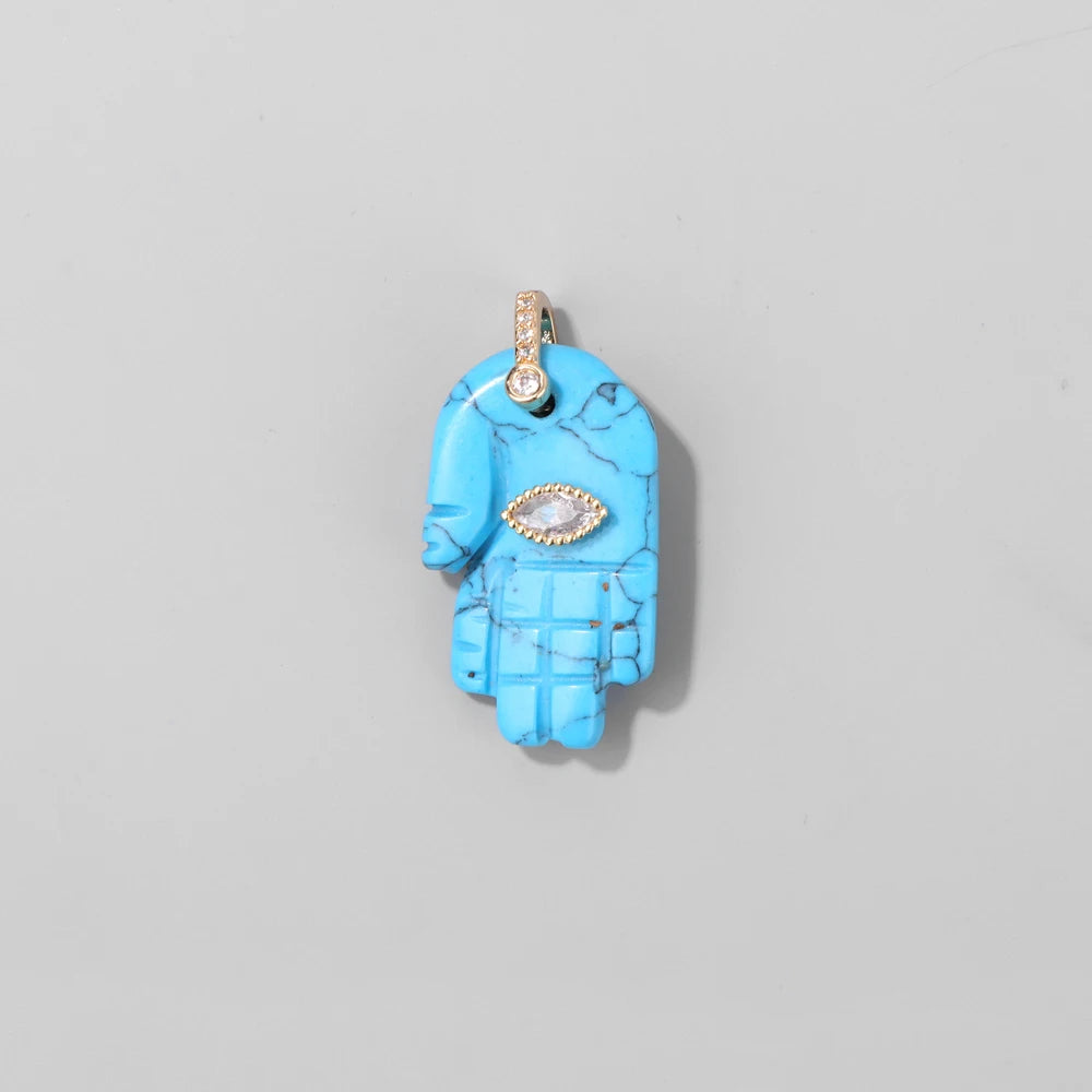 Hamsa Fatima Hand Pendant Natural Stone