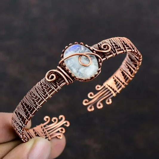 Vintage Zirconia Alloy Red Copper Cuff