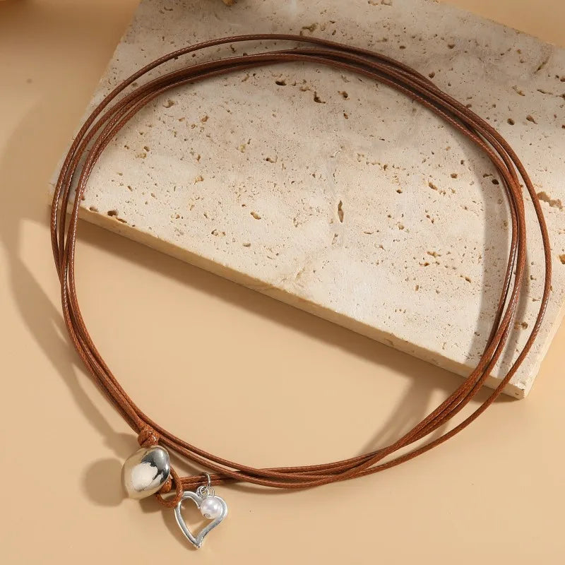 Bohemian Leather Rope Turquoise Pendant Necklace