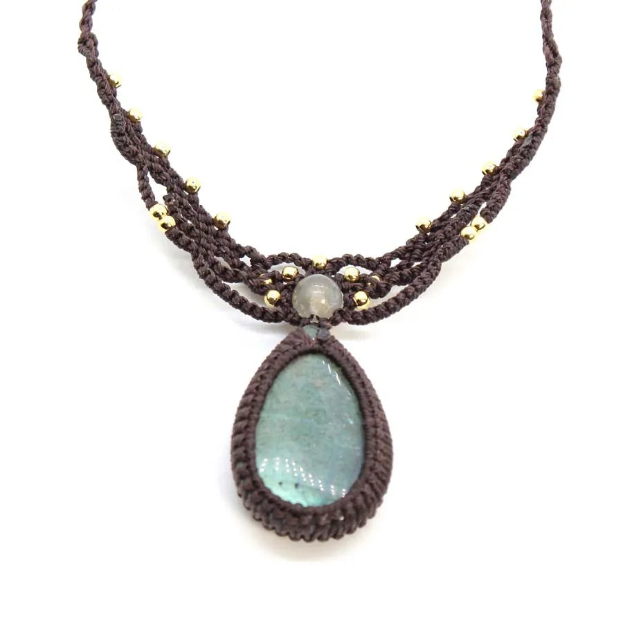 Handmade Rope Braided Macrame Crystal Stone Pendant