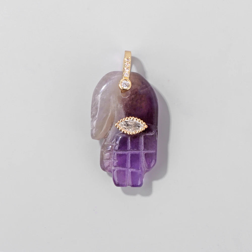 Hamsa Fatima Hand Pendant Natural Stone