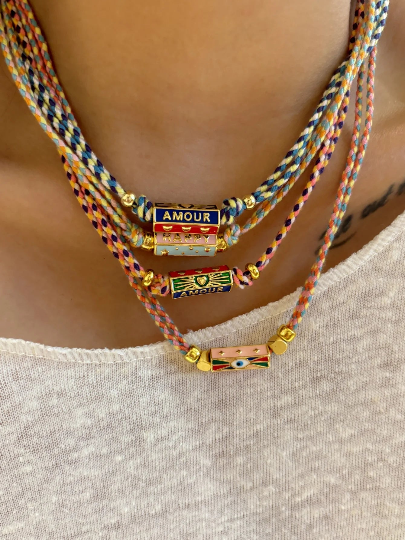 Tribal Style Handmade Braided Rope Pendant Necklace