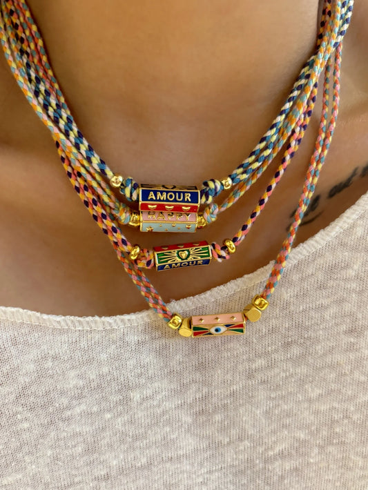 Tribal Style Handmade Braided Rope Pendant Necklace