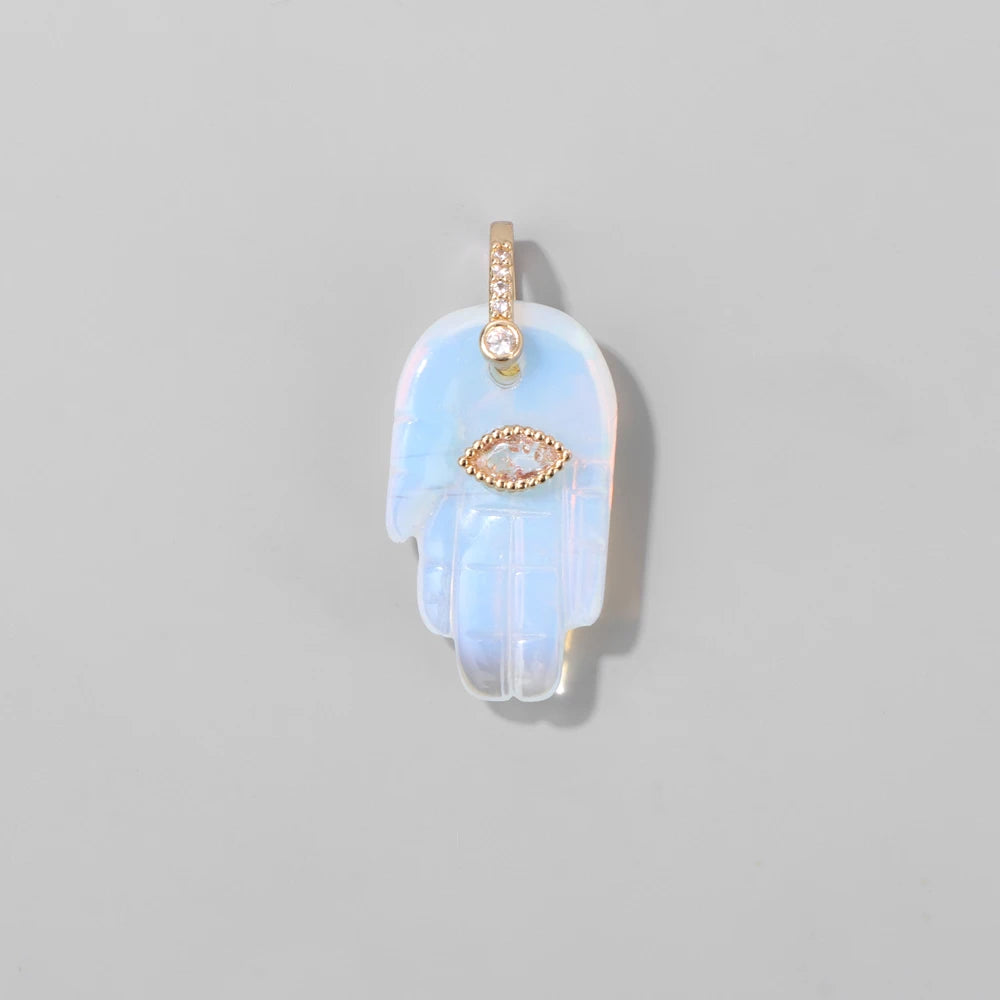Hamsa Fatima Hand Pendant Natural Stone