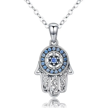 925 Sterling Silver Hand Of Fatima Hamsa Pendant Necklace