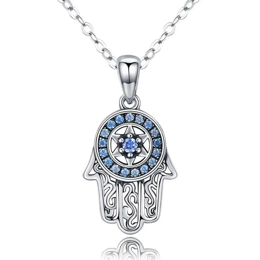 925 Sterling Silver Hand Of Fatima Hamsa Pendant Necklace
